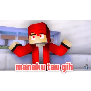 😀 manaku tau gih 我的世界, 头像, 红色, 卡通, 贴纸, 姿势 telegram sticker