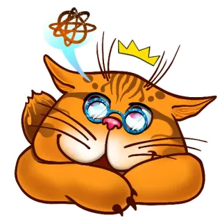 🤔 kucing, berpikir, mahkota, kacamata, oranye, imut, hewan whatsapp sticker