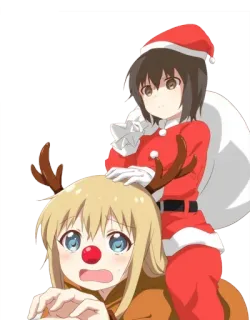 😠 Anime, Noël, Renne, Père Noël, Mignon, Dessin animé telegram sticker
