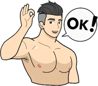 😜 OK! ok gesture, man, cartoon, approval, positive telegram sticker