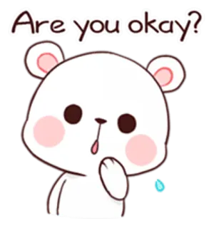 😮 Are you okay? urso, adesivo, desenho animado, você está bem?, fofo, urso branco telegram sticker