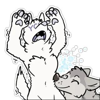 ❄️ YCH Furry, Wolf, Schattig, Cartoon telegram sticker