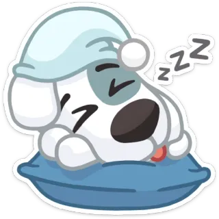 😴 perro, durmiendo, dormilón, zzz, almohada whatsapp sticker