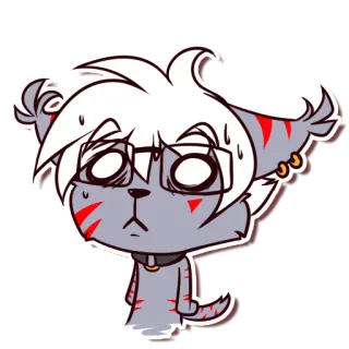 ☹️ Cartoon, Hund, besorgt, schwitzend, anthropomorph, Brille whatsapp sticker