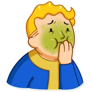 🤢 Vault Boy Fallout fallout, video game, cartoon, sick, vault boy telegram sticker