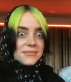 😳 Billie Eilish มีม, คนดัง, นักร้อง, ตลก, ป๊อปสตาร์ telegram sticker
