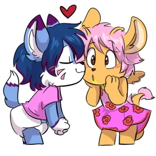 💋 furry, cartoon, love, heart, kiss, affection telegram sticker
