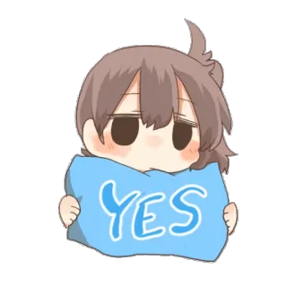 🛌 YES sim, concordância, aprovação, fofo, chibi, positivo whatsapp sticker