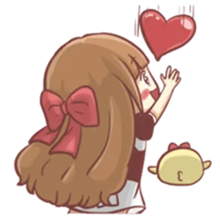 ❤ 만화, 소녀, 하트, 귀여운, 사랑, 일러스트 telegram sticker