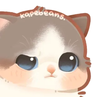 😕 kapebeans. kucing, imut, kawaii, binatang, hewan peliharaan, stiker whatsapp sticker