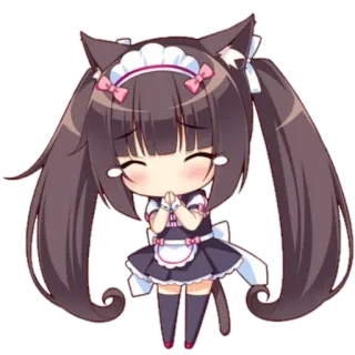🙏 Anime, Ragazza gatto, Kawaii, Chibi, Maid telegram sticker