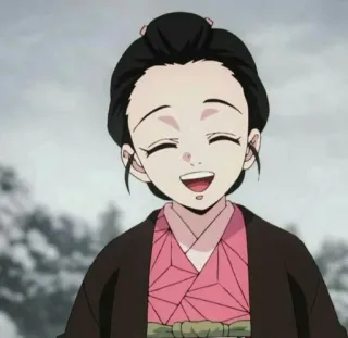 ⛓ Nezuko Kamado Demon Slayer Anime, Demon Slayer, Nezuko Kamado, Nezuko, tersenyum, bahagia, Manga telegram sticker