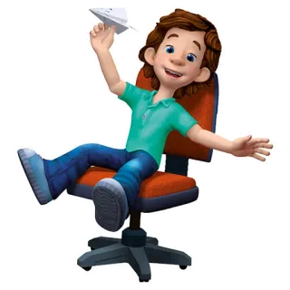 ✈️ 卡通, 纸飞机, 男孩, 椅子, 动画 telegram sticker