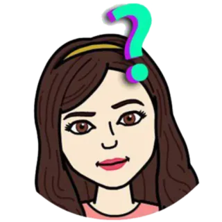 🤔 Avatar, Punto interrogativo, Cartone animato, Donna, Faccia telegram sticker