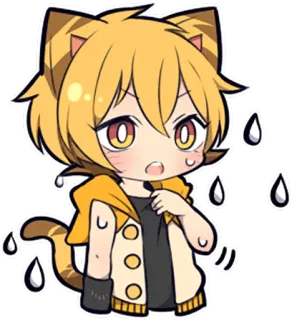 🌞 애니메이션, 치비, 고양이, 만화, 귀여운, 땀, 카와이 telegram sticker
