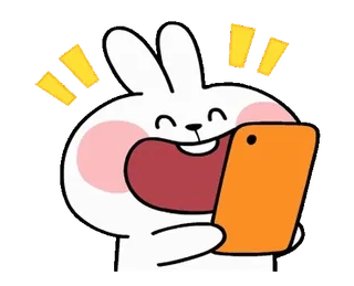 😂 кролик, милый, телефон, радость, счастливый, стикер telegram sticker