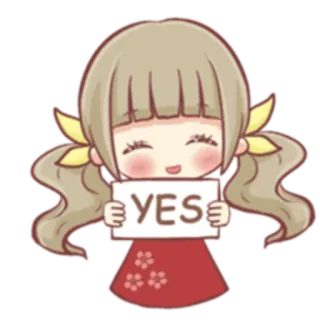 👍 YES аниме девушка, да, согласие, мультфильм, подтверждающий, одобрение telegram sticker