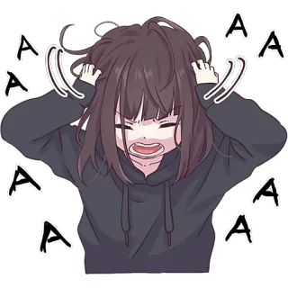 😫 AAAA Anime, Manga, Phim hoạt hình, Căng thẳng, Bực bội, Khó chịu, La hét, Cô gái anime telegram sticker