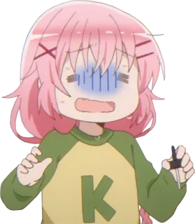 😅 Anime, Cartone animato, Carino, Chibi, Spaventato, Capelli rosa telegram sticker
