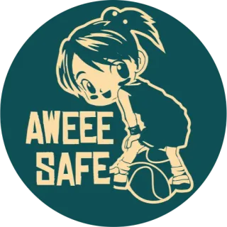 🏀 AWEEE SAFE anime girl, cartoon, safety, tennis ball, cute telegram sticker