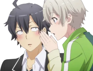 🤫 Anime, Mangá, Desenho animado, Amizade, Interação, Sussurrando, Ruborizar telegram sticker
