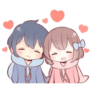 ❤️ couple, love, hearts, cartoon, cute, anime telegram sticker