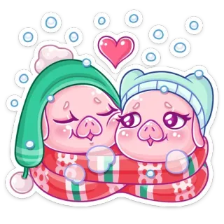 ❤️ cerdo, lindo, amor, corazón, invierno, dibujos animados telegram sticker