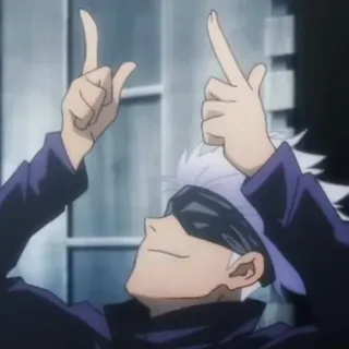 🛑 Gojo Satoru Jujutsu Kaisen Аниме, Годжо, Магическая битва, Средний палец, Оскорбление whatsapp sticker