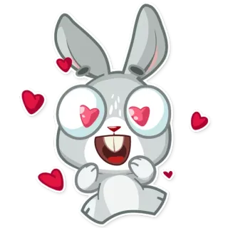 😍 うさぎ, 可愛い, 愛, ハート, 漫画, 動物, ステッカー telegram sticker
