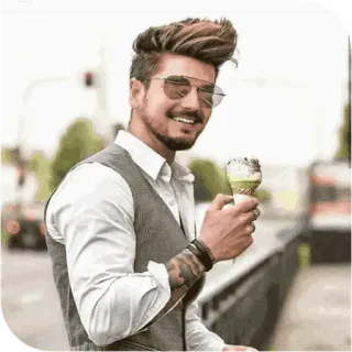 📎 man, ice cream, fashion, style, portrait, sunglasses, casual telegram sticker
