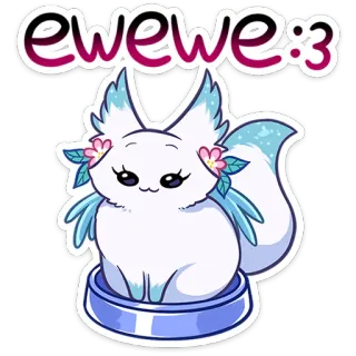 🐱 ewewe:3 动物, 可爱, 卡哇伊, 狐狸, 花, 宠物 telegram sticker