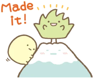 🎉 Made it! sukces, osiągnięcie, słodkie, kawaii, góra, świętowanie telegram sticker