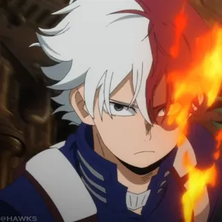 🟧 Shoto Todoroki My Hero Academia @HAWKS Anime, Shonen, Feuer, Eis, Superkräfte, Held, Animation whatsapp sticker