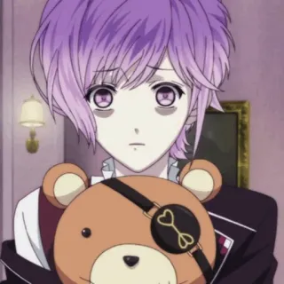 🥢 Laito Sakamaki Diabolik Lovers Anime, Manga, Tóc tím, Bịt mắt, Gấu bông, Diabolik Lovers, Laito Sakamaki telegram sticker