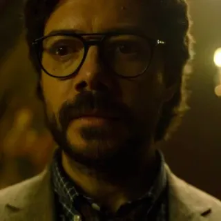 😐 Professor Money Heist professeur, casa de papel, personnage, lunettes, homme, visage telegram sticker