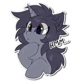 🤔 HMM... 漫画, ポニー, ユニコーン, うーん, 質問, 可愛い, 動物 telegram sticker