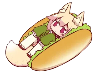 🥪 Anime, Sticker, Kawaii, Hot-dog, Dessin animé, Nourriture, Chibi telegram sticker