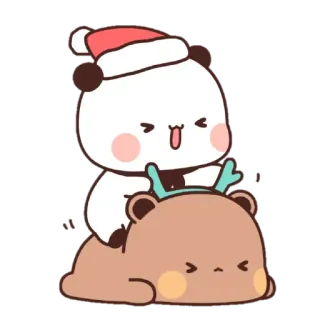 🍿 Panda, Oso, Navidad, Gorro de Papá Noel, Lindo, Dibujo animado whatsapp sticker