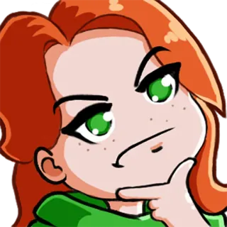 🤔 думает, смущенный, спрашивает, мультфильм, рыжий, выражение telegram sticker