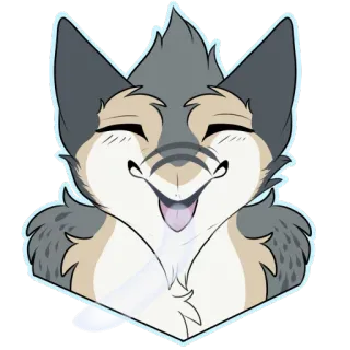 👅 wolf, animal, cartoon, cute, furry, happy telegram sticker