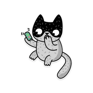 😧 고양이, 동물, 만화, 스티커, 귀여운, 마스크, 핸드폰 telegram sticker