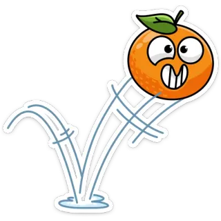😬 orange, fruit, jumping, cartoon, sticker, goofy, eyes, happy telegram sticker
