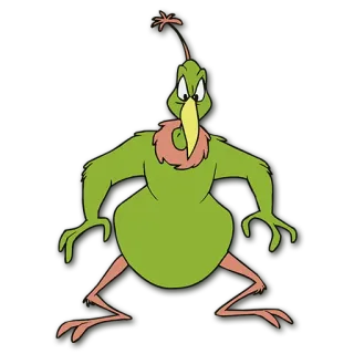 🐓 Beaky Buzzard dibujo animado, divertido, pájaro, verde, Beaky Buzzard whatsapp sticker