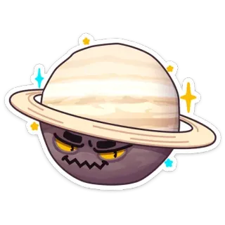😈 planet, saturn, cartoon, space, sticker telegram sticker