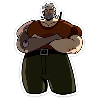 ⭐ man, character, illustration, cartoon, muscular, standing, arms crossed telegram sticker