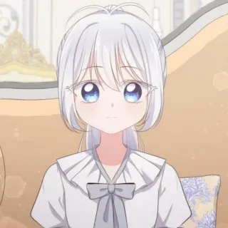 🎐 アニメ 女の子, カートゥーン キャラクター, 白い髪, 青い目, 女の子, 可愛い, イラスト telegram sticker