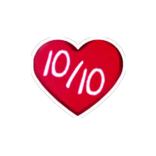 ❤ 10/10 ハート, 評価, 満点, 完璧なスコア, 愛, 赤, 承認 telegram sticker