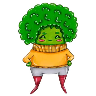 ☺️ 브로콜리, 음식, 채소, 귀여운, 만화, 카와이, 캐릭터 telegram sticker
