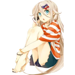 😯 アニメガール, 漫画, 可愛い, 女の子, ポートレート, 座り, 若い telegram sticker