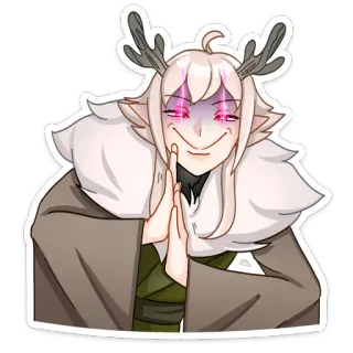 😈 anime, elf, character, fantasy, reindeer, horns, cartoon telegram sticker